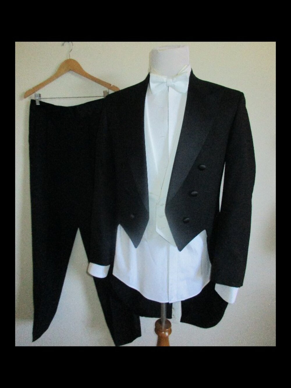 Vintage 70's After Six Men's White Tie Tuxedo With Tailcoat Set Ensemble 38L USA